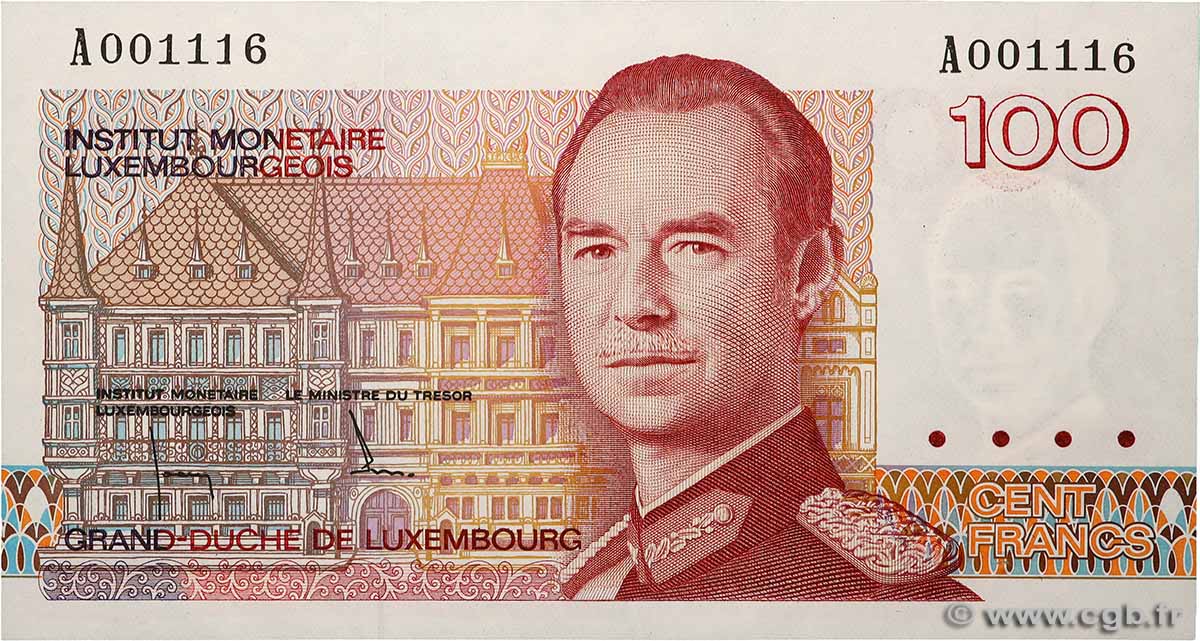 100 Francs Numéro spécial LUXEMBOURG  1993 P.58a NEUF