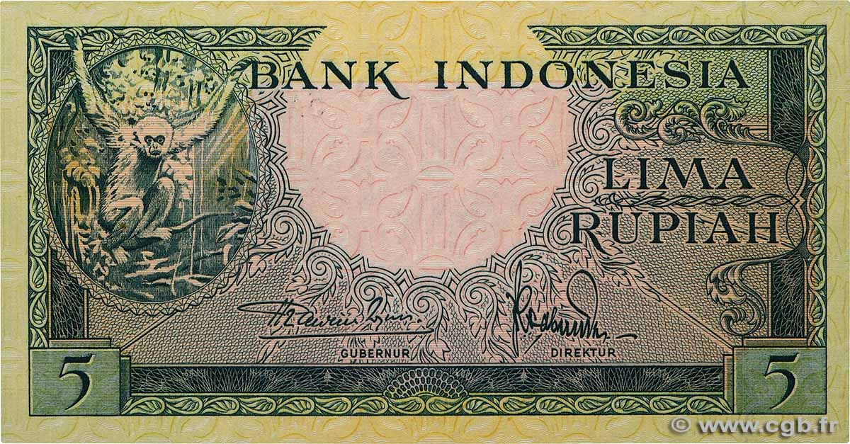 5 Rupiah INDONÉSIE  1957 P.049a NEUF
