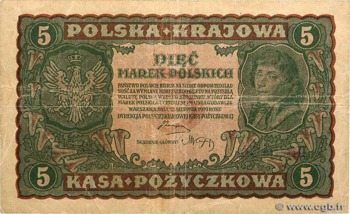 5 Marek POLOGNE  1919 P.024 TB