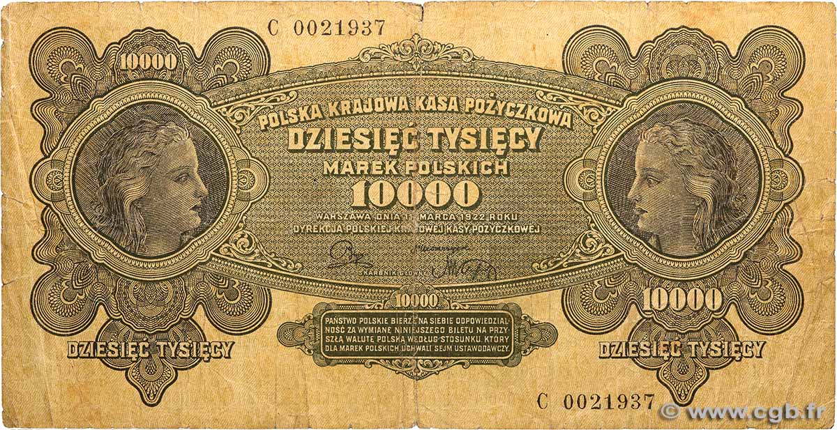 10000 Marek POLONIA  1922 P.032 RC