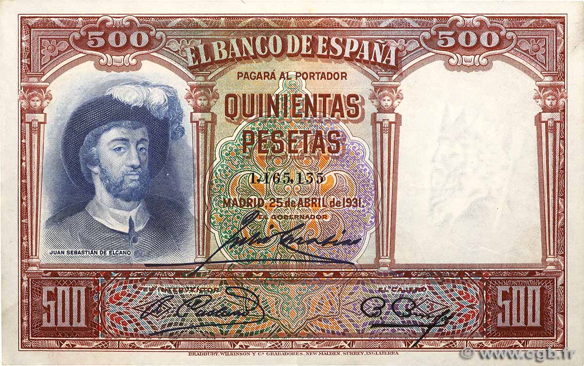 500 Pesetas ESPAGNE  1931 P.084 SUP