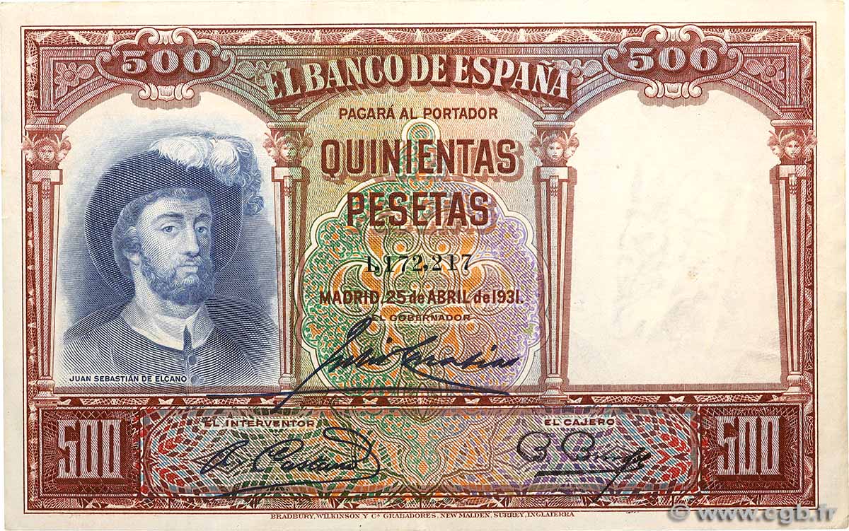 500 Pesetas ESPAGNE  1931 P.084 TTB+