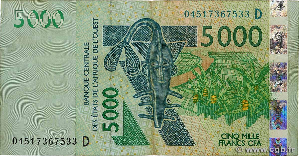 5000 Francs ESTADOS DEL OESTE AFRICANO  2004 P.417Db BC+