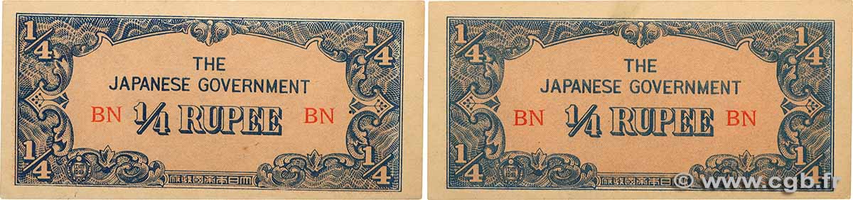 1/4 Rupee Lot BURMA (VOIR MYANMAR)  1942 P.12a SPL+
