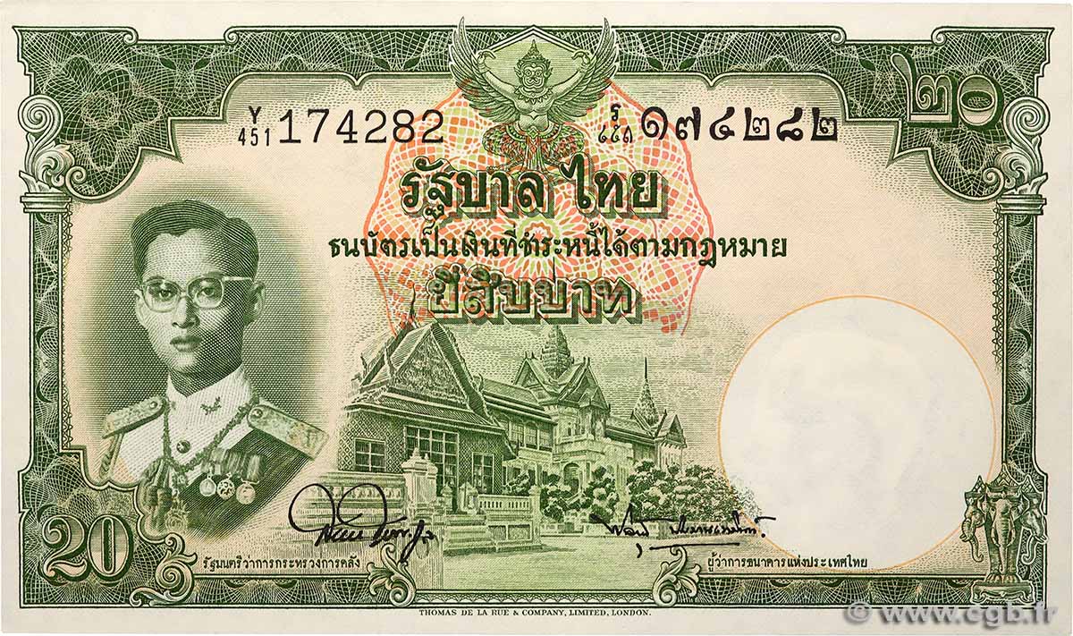 20 Baht THAÏLANDE  1953 P.077 pr.NEUF