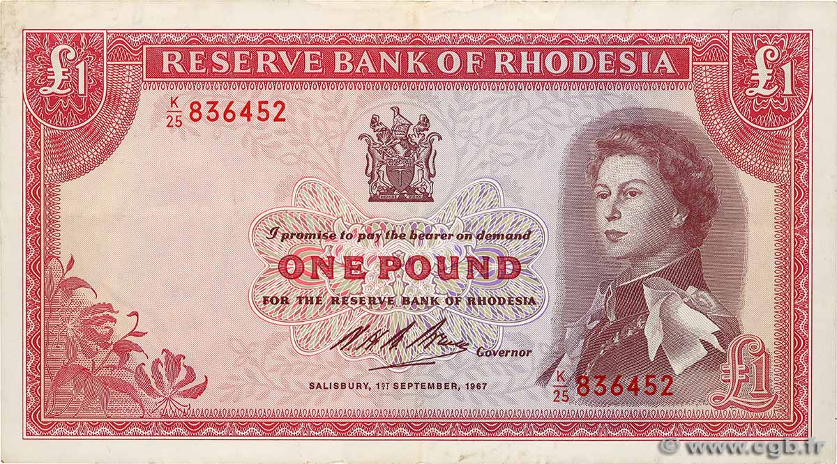 1 Pound RHODESIA  1967 P.28c VF+