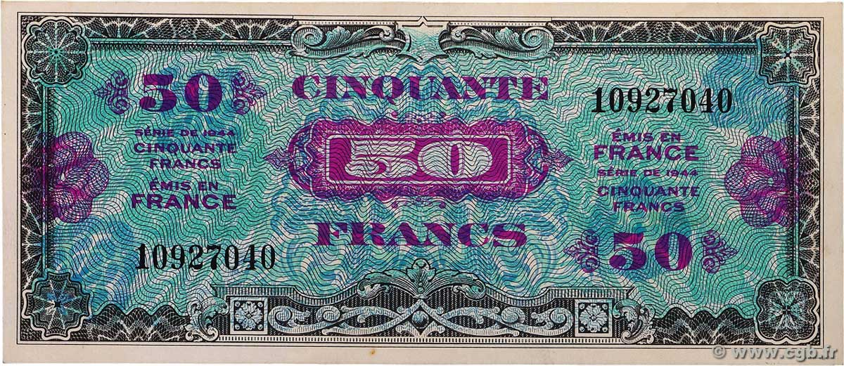 50 Francs DRAPEAU FRANCE  1944 VF.19.01 UNC
