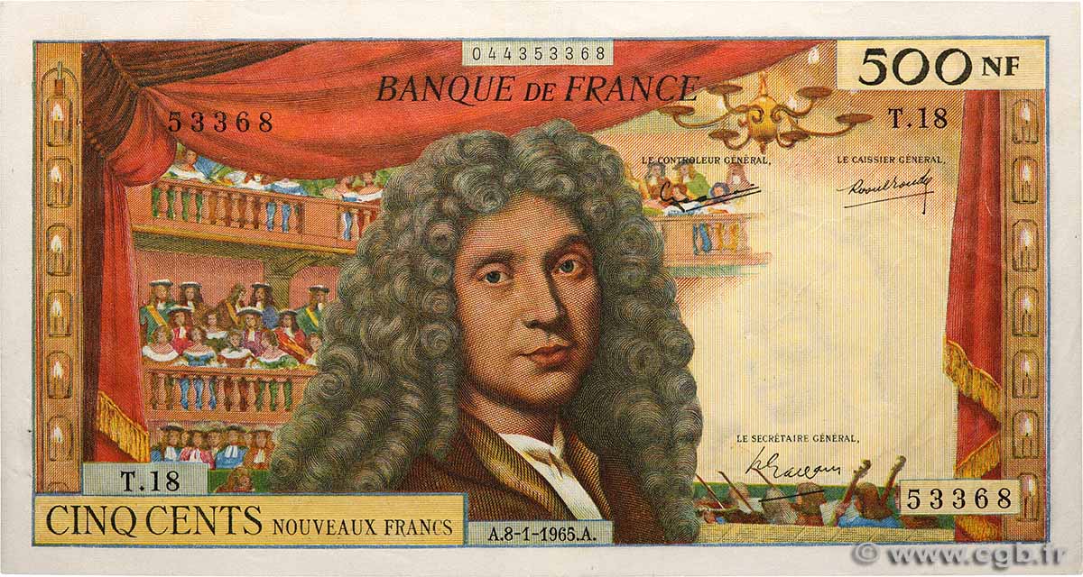 500 Nouveaux Francs MOLIÈRE FRANKREICH  1965 F.60.08 fVZ