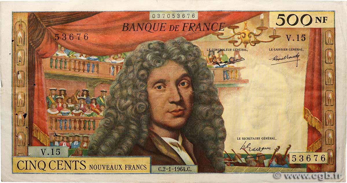 500 Nouveaux Francs MOLIÈRE FRANKREICH  1964 F.60.06 fSS