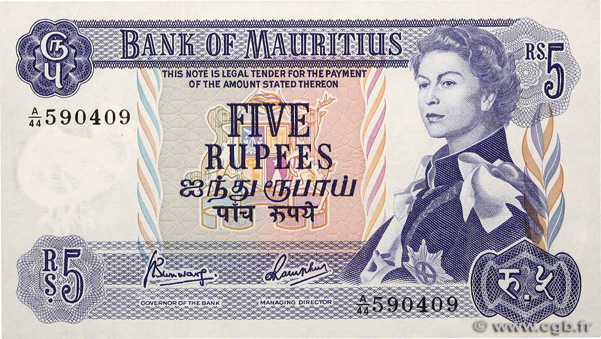 5 Rupees ISOLE MAURIZIE  1967 P.30c q.FDC