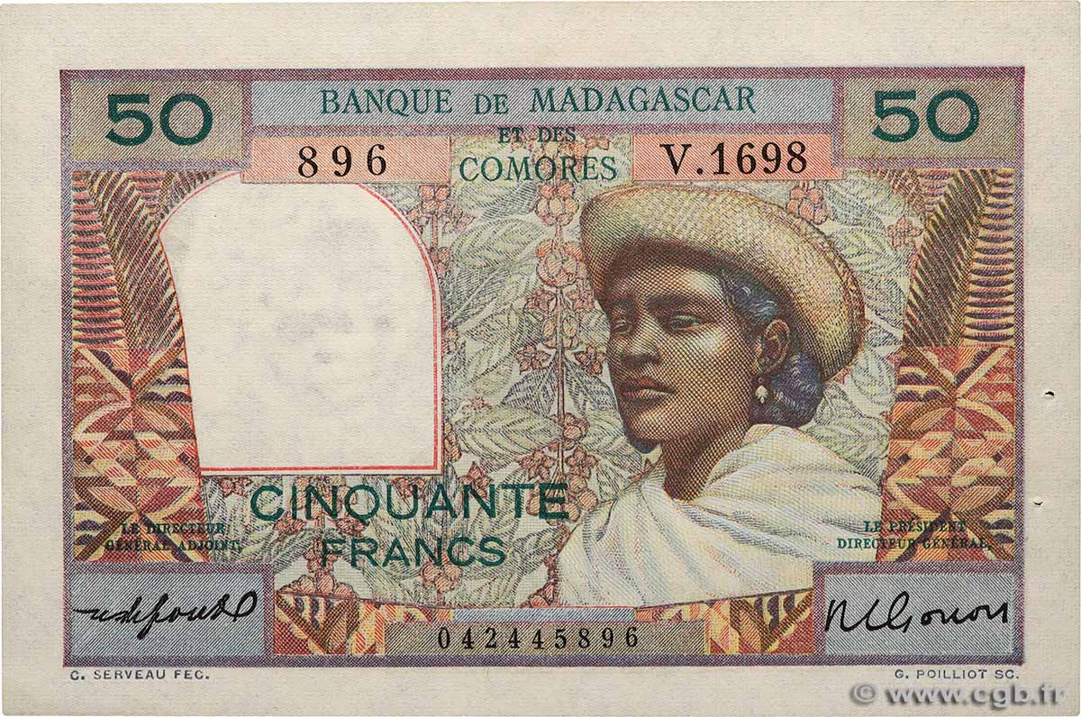 50 Francs MADAGASCAR  1951 P.045b SC