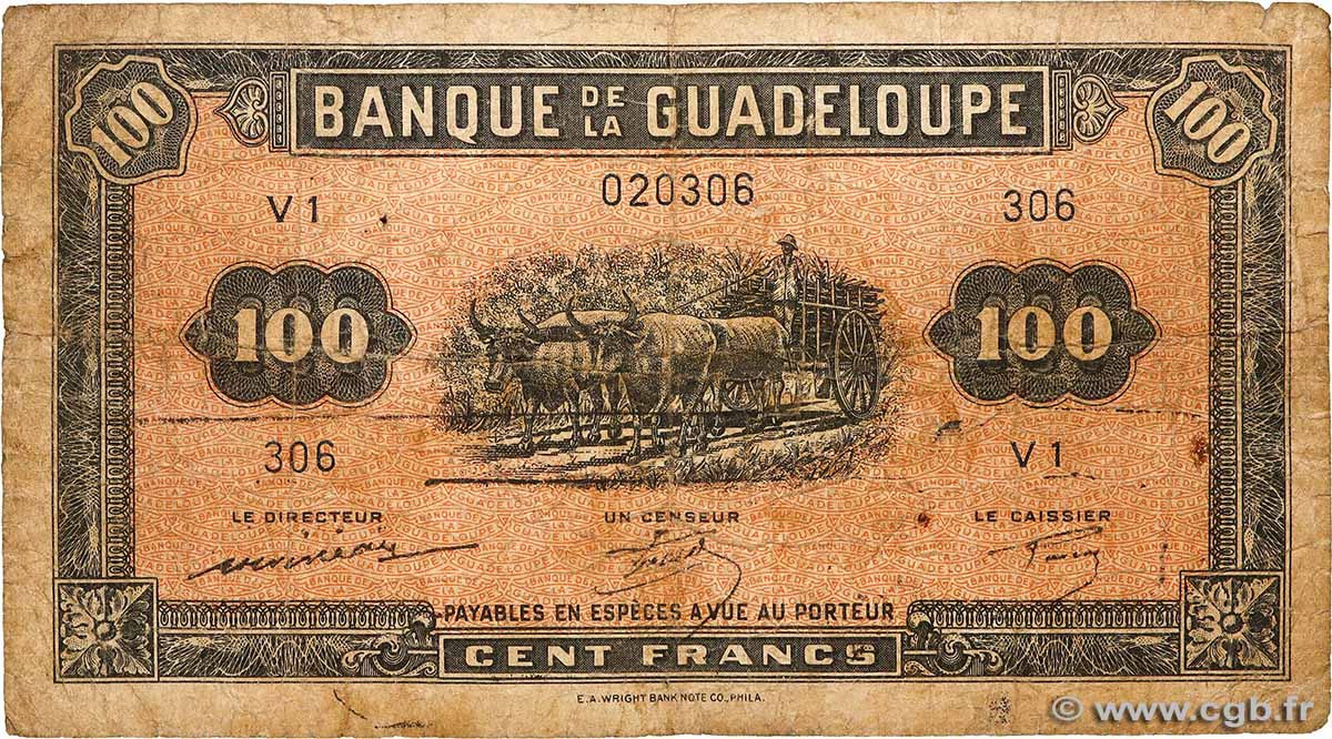 100 Francs GUADELOUPE  1944 P.23a RC