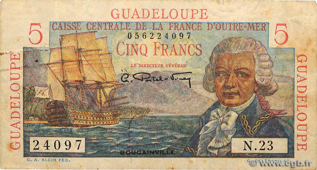 5 Francs Bougainville GUADELOUPE  1946 P.31 S
