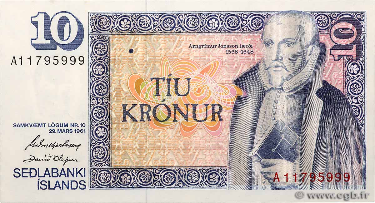 10 Kronur ISLANDE  1961 P.48a NEUF