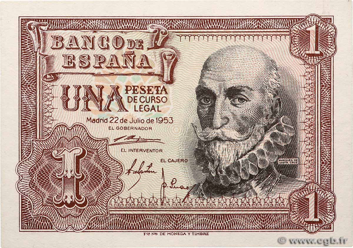 1 Peseta ESPAGNE  1953 P.144a pr.NEUF