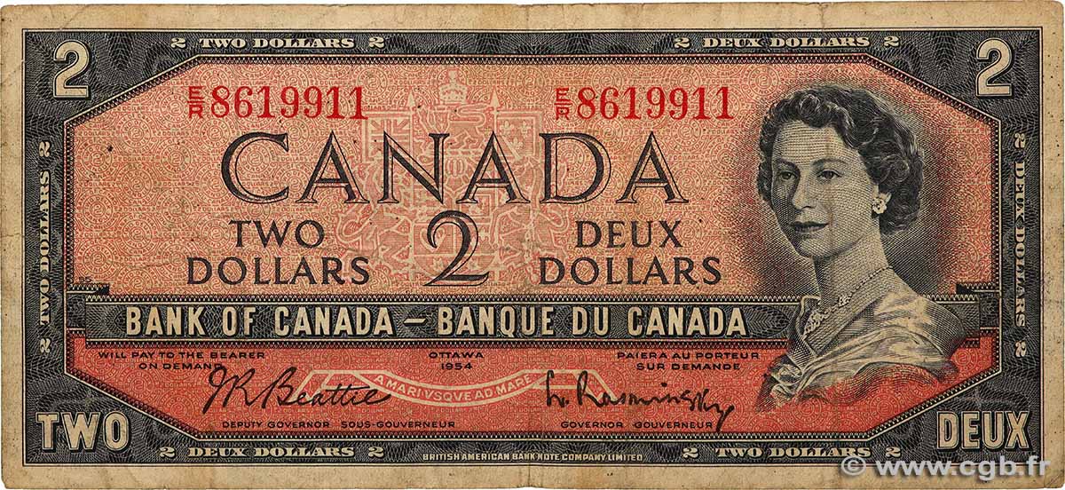 2 Dollars CANADA  1954 P.076b B+