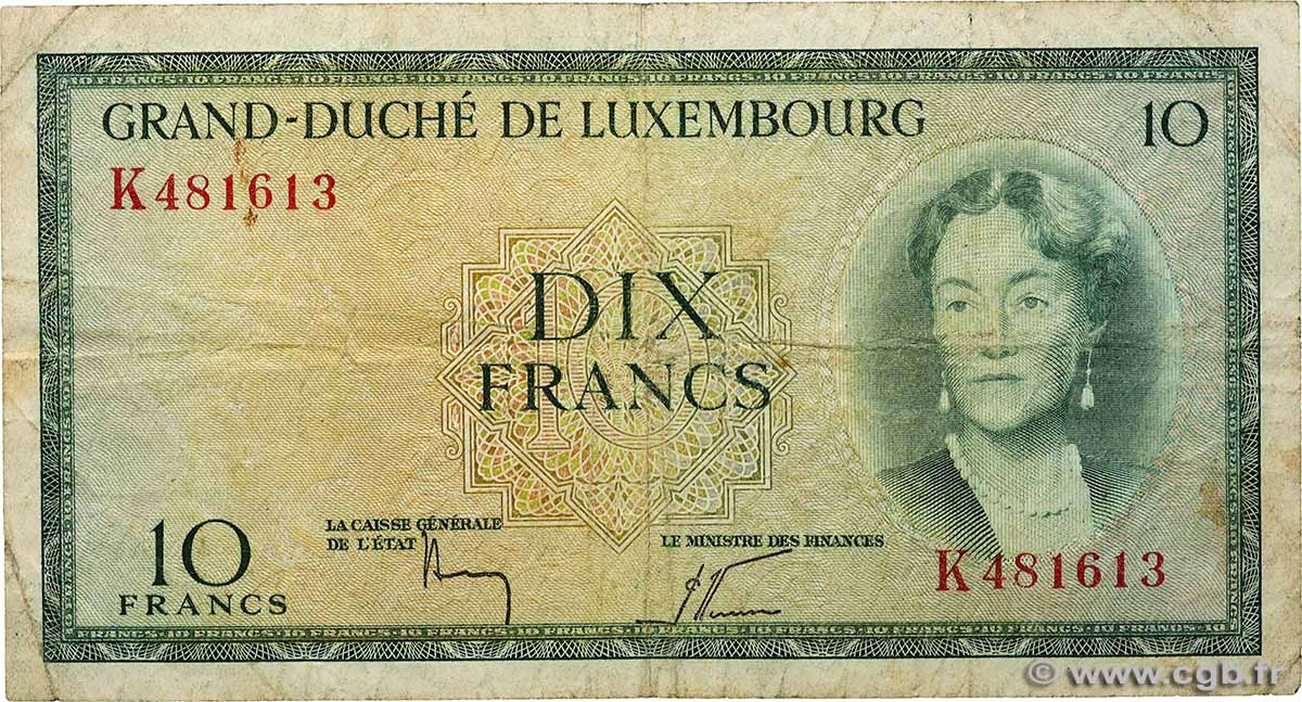 10 Francs LUXEMBOURG  1954 P.48a TB