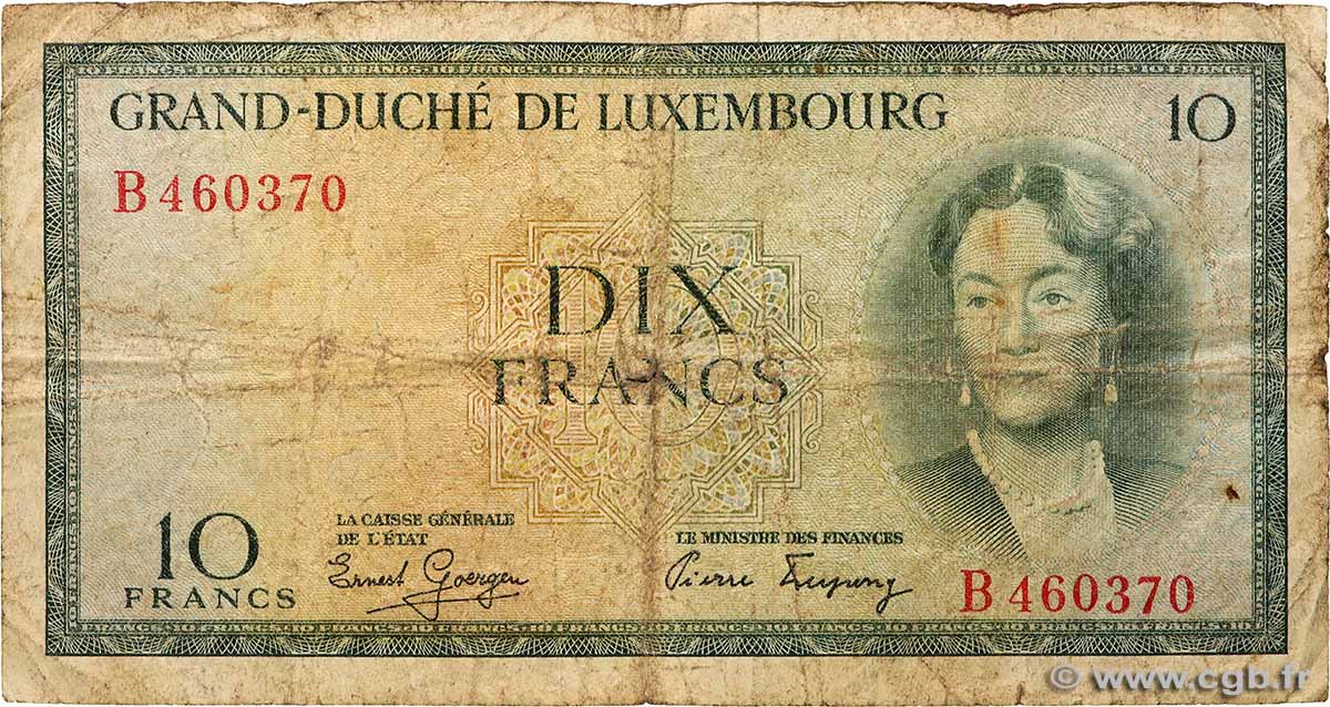10 Francs LUXEMBOURG  1954 P.48a B