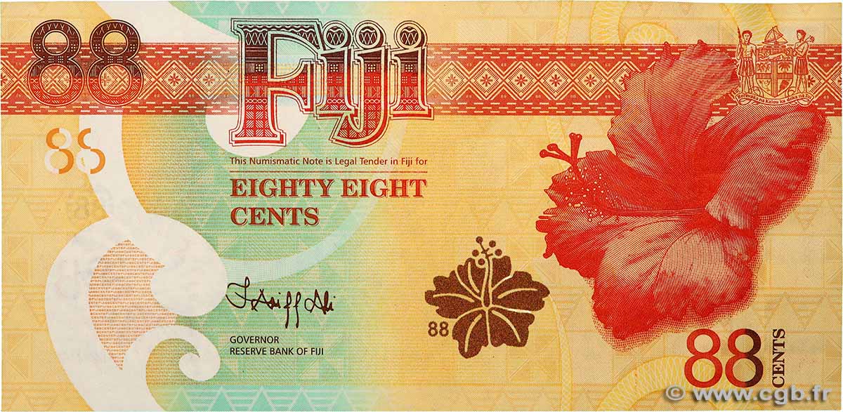 88 Cents Commémoratif FIDJI  2022 P.123a NEUF