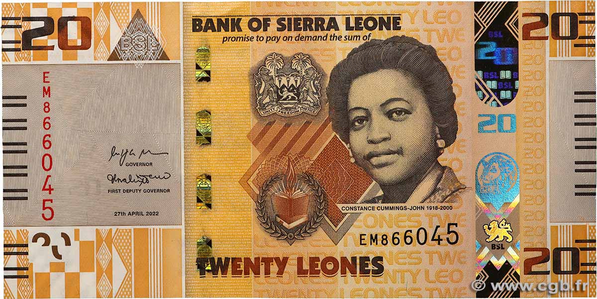 20 Leones SIERRA LEONE  2022 P.38 pr.NEUF