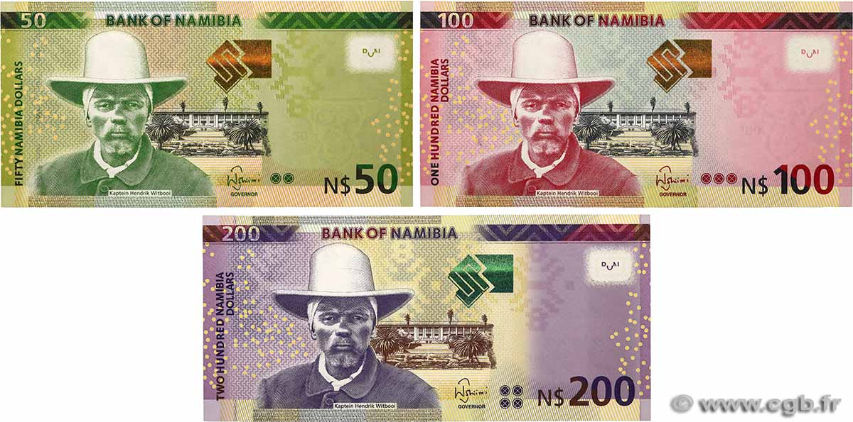 50, 100 et 200 Namibia Dollars Lot NAMIBIE  2018 P.13 au P.15 NEUF