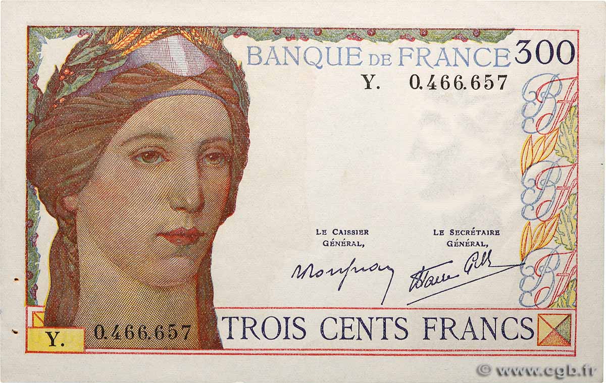 300 Francs FRANCE  1939 F.29.03 pr.SUP