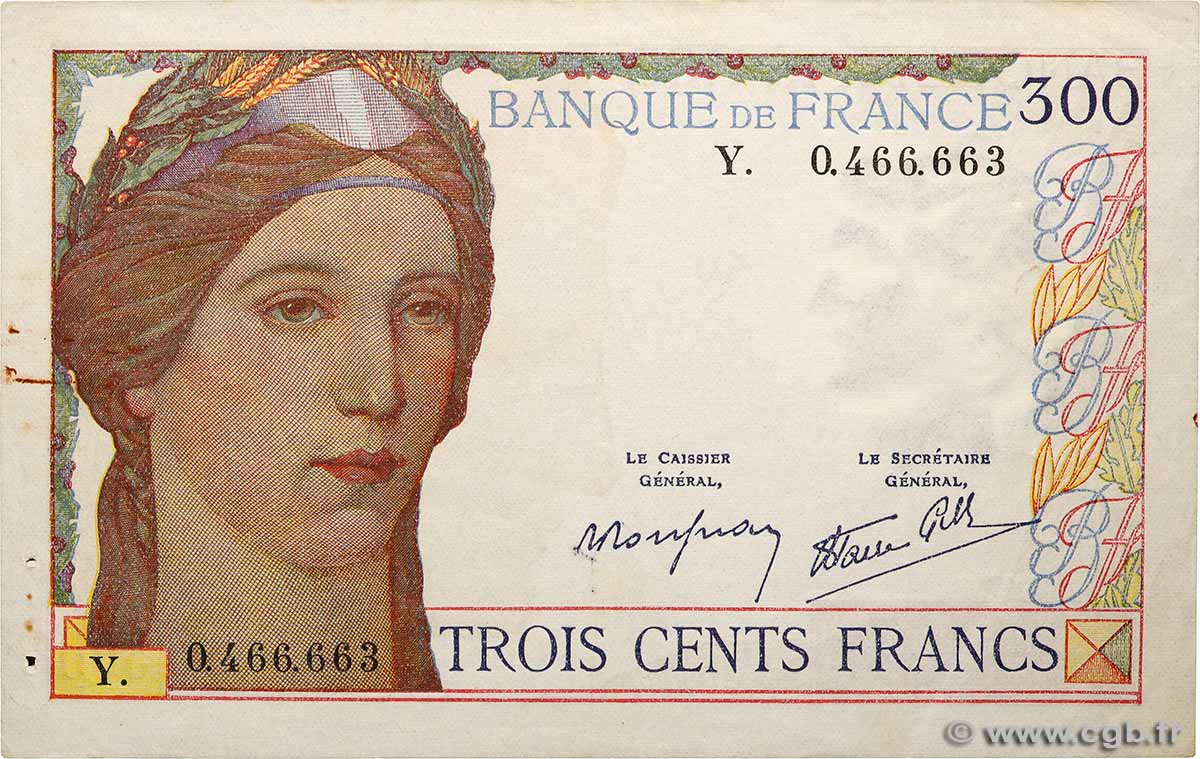 300 Francs FRANCE  1939 F.29.03 TTB+