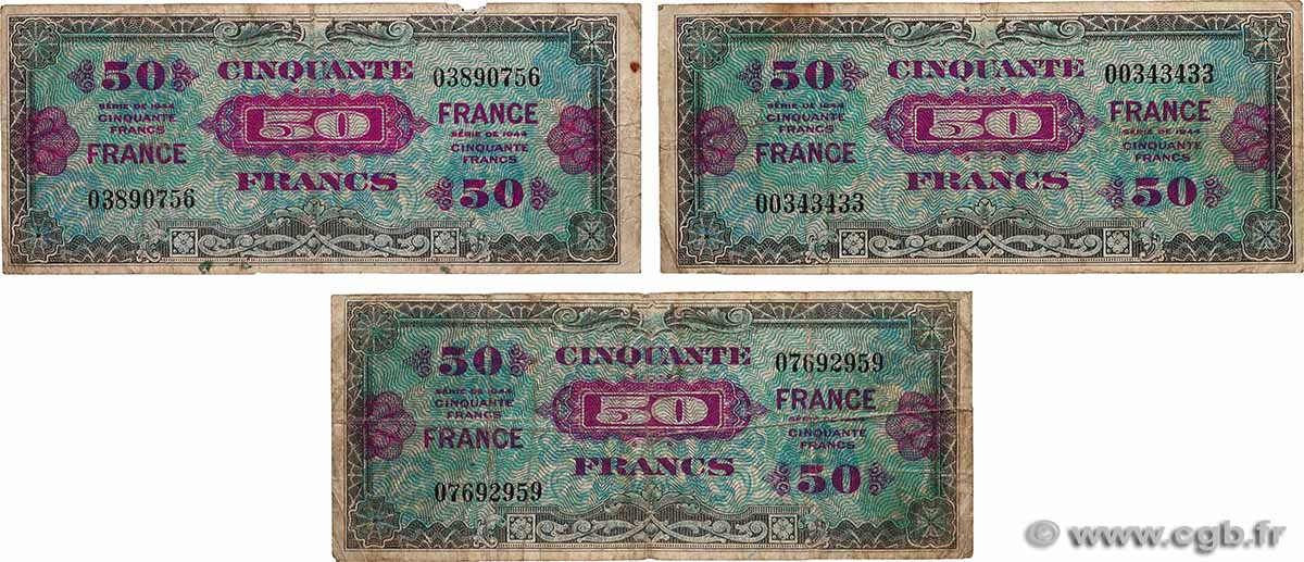 50 Francs FRANCE Lot FRANCE  1945 VF.24.01 VG