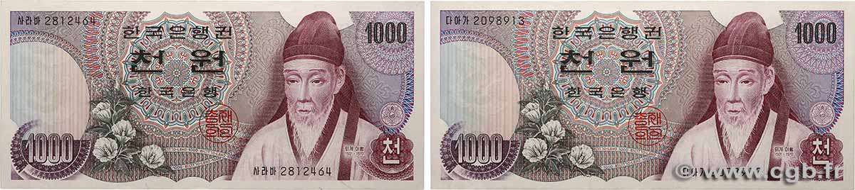 1000 Won Lot COREA DEL SUR  1975 P.44 SC+
