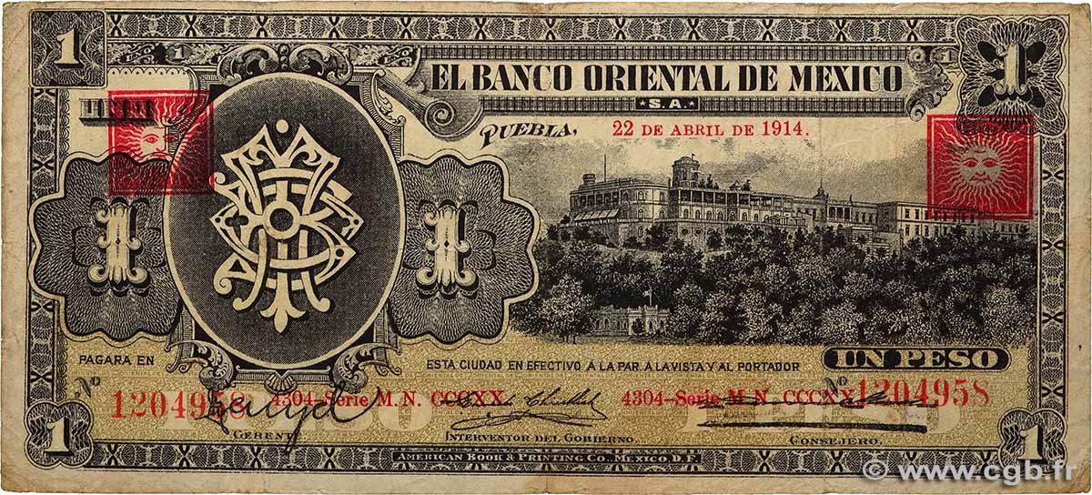 1 Peso MEXICO  1914 PS.0388b BC+