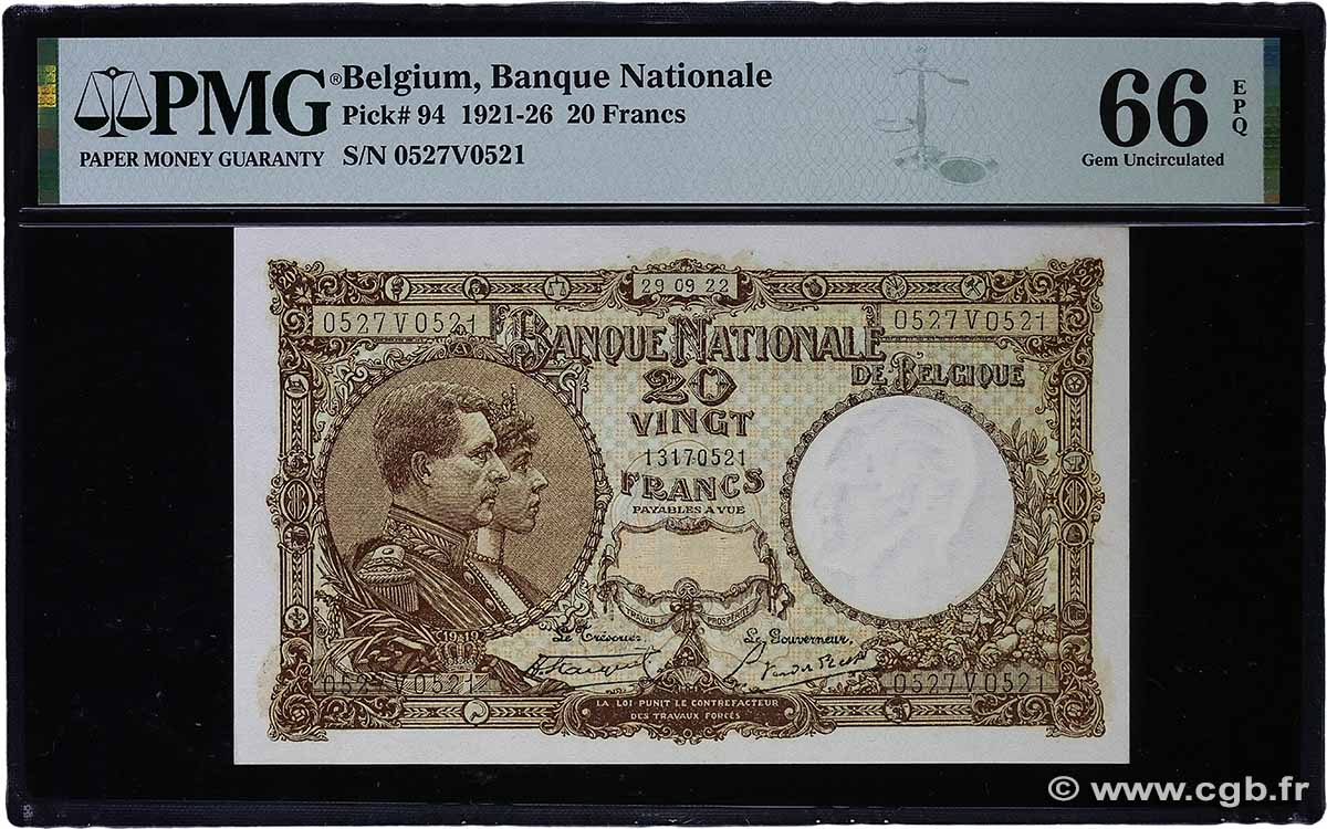 20 Francs BELGIO  1922 P.094 FDC