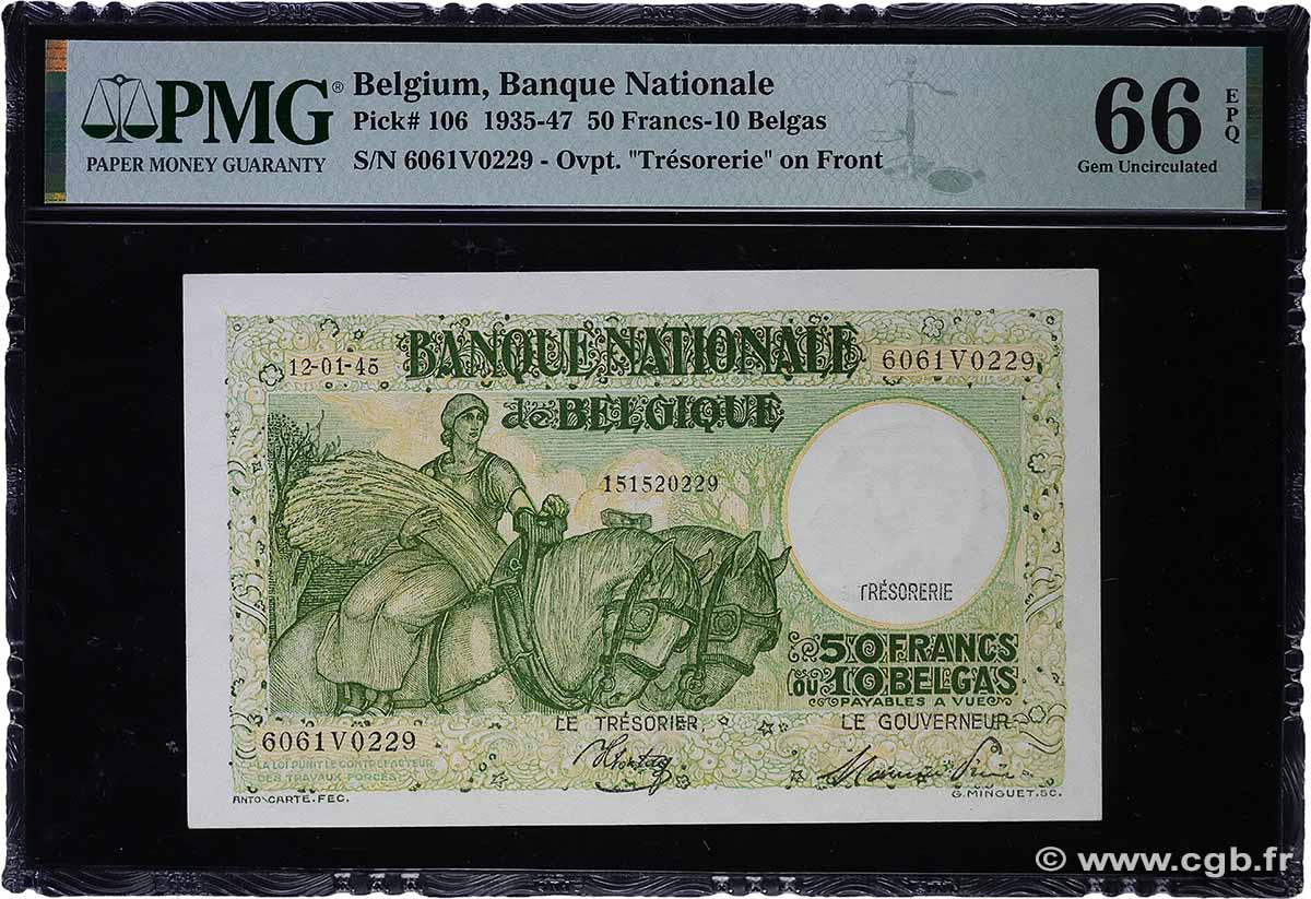 50 Francs - 10 Belgas BELGIO  1945 P.106 FDC