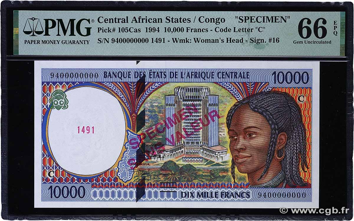 10000 Francs type 1994C Spécimen CONGO  1994 A.228CaS FDC