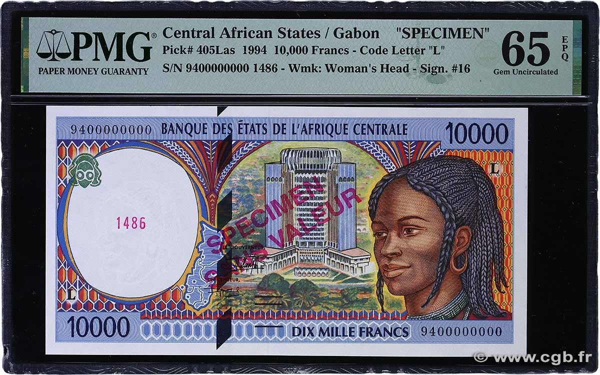10000 Francs type 1994L Spécimen GABON  1994 A.253LaS NEUF