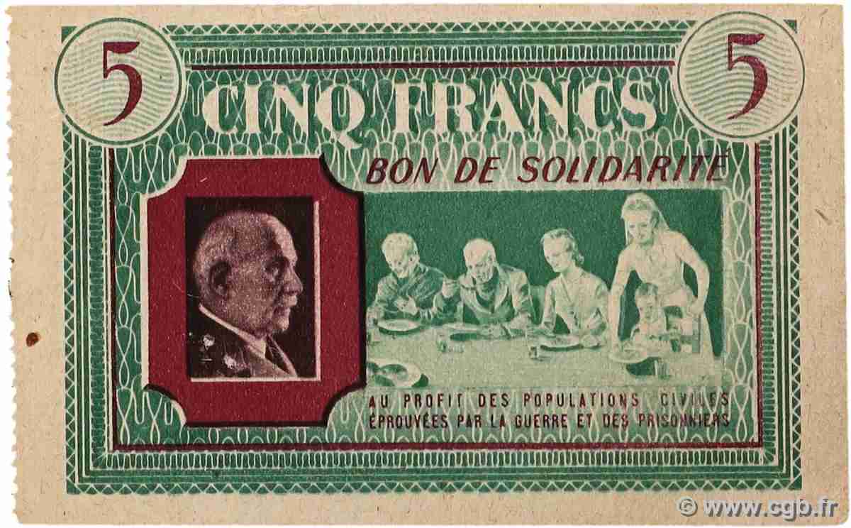 5 Francs BON DE SOLIDARITÉ FRANCE regionalism and miscellaneous  1941 KL.05B VF