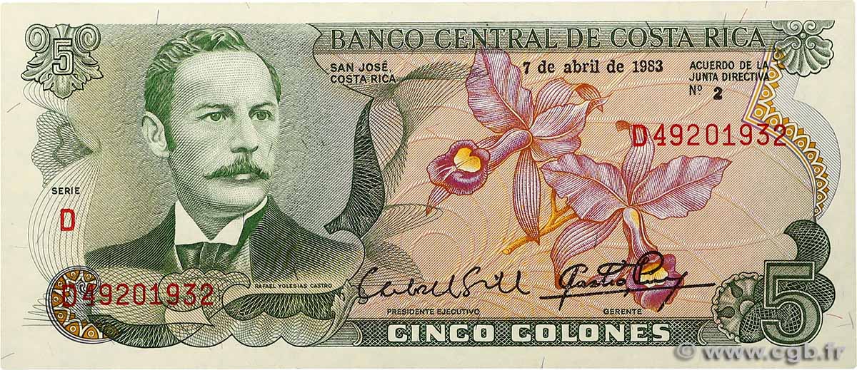 5 Colones COSTA RICA  1983 P.236d pr.NEUF
