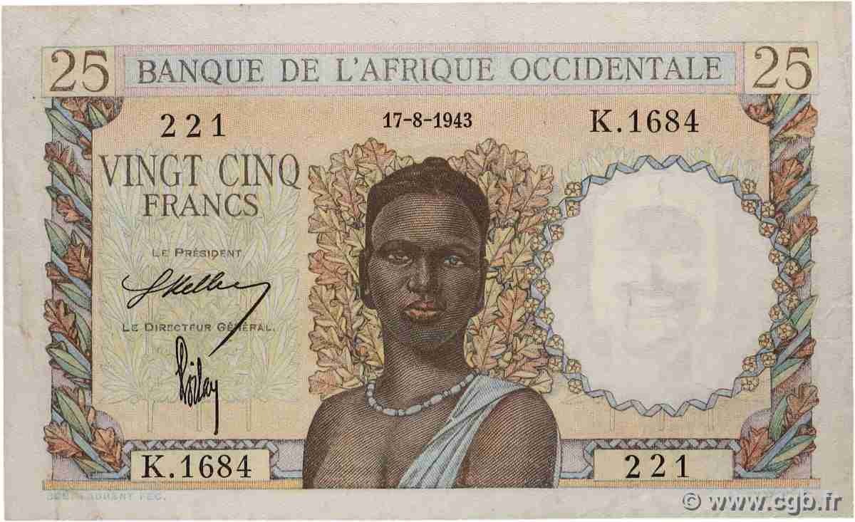 25 Francs FRENCH WEST AFRICA  1943 P.38 MBC