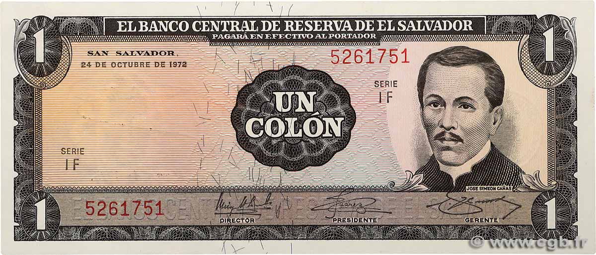 1 Colon EL SALVADOR  1971 P.115a UNC-