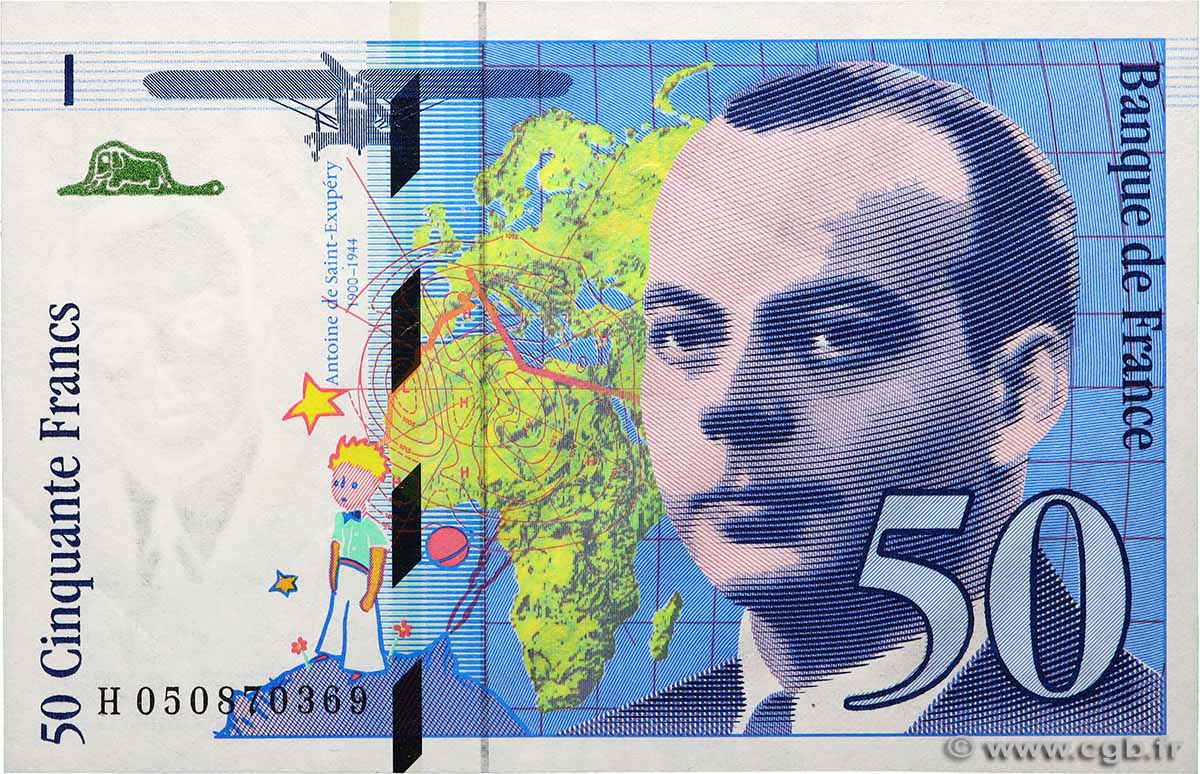 50 Francs SAINT-EXUPÉRY modifié FRANCE  1999 F.73.05 TTB+