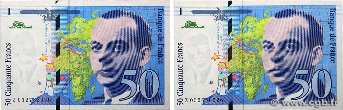 50 Francs SAINT-EXUPÉRY modifié Lot FRANCE  1997 F.73.04 TTB+