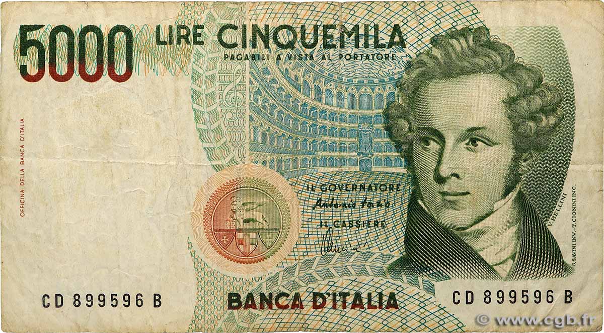 5000 Lire ITALIE  1985 P.111c B+