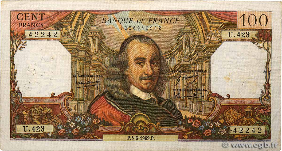100 Francs CORNEILLE FRANKREICH  1969 F.65.27 S
