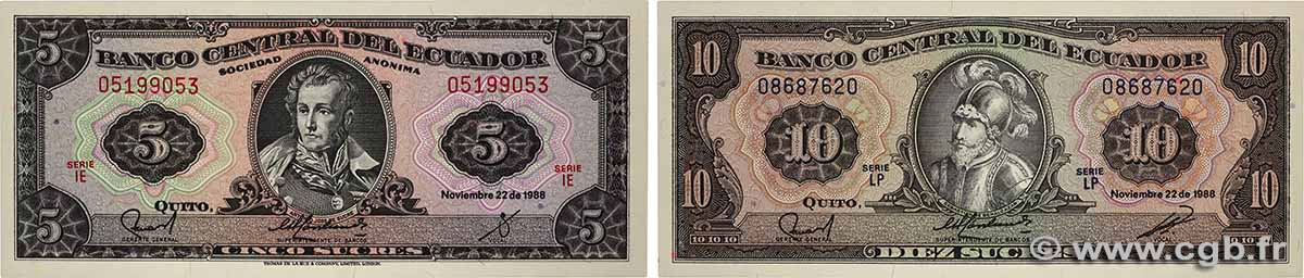 5 10 Sucres Lot ÉQUATEUR  1988 P.120 et P.121 NEUF