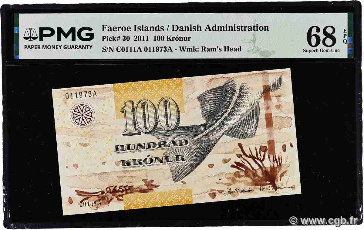 100 Kronur FAROE ISLANDS  2011 P.30 UNC