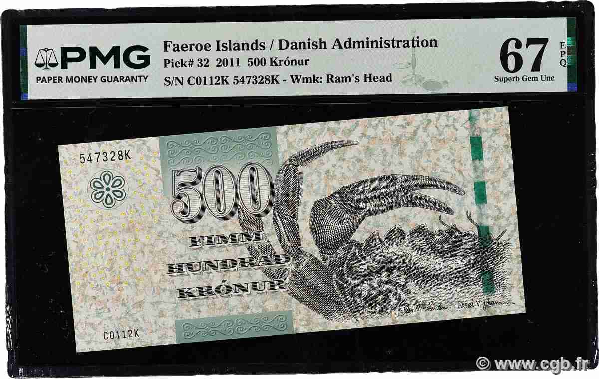 500 Kronur FAROE ISLANDS  2011 P.32 UNC