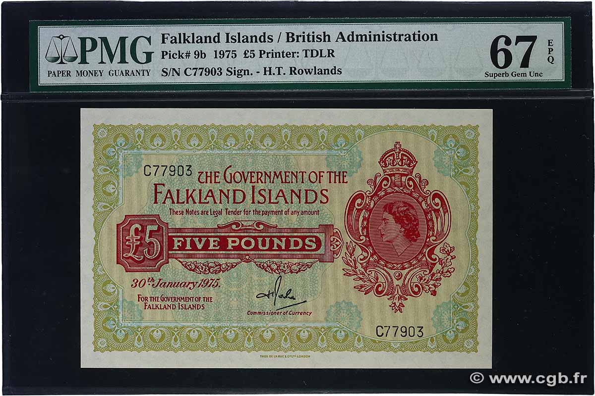 5 Pounds FALKLAND  1975 P.09b UNC