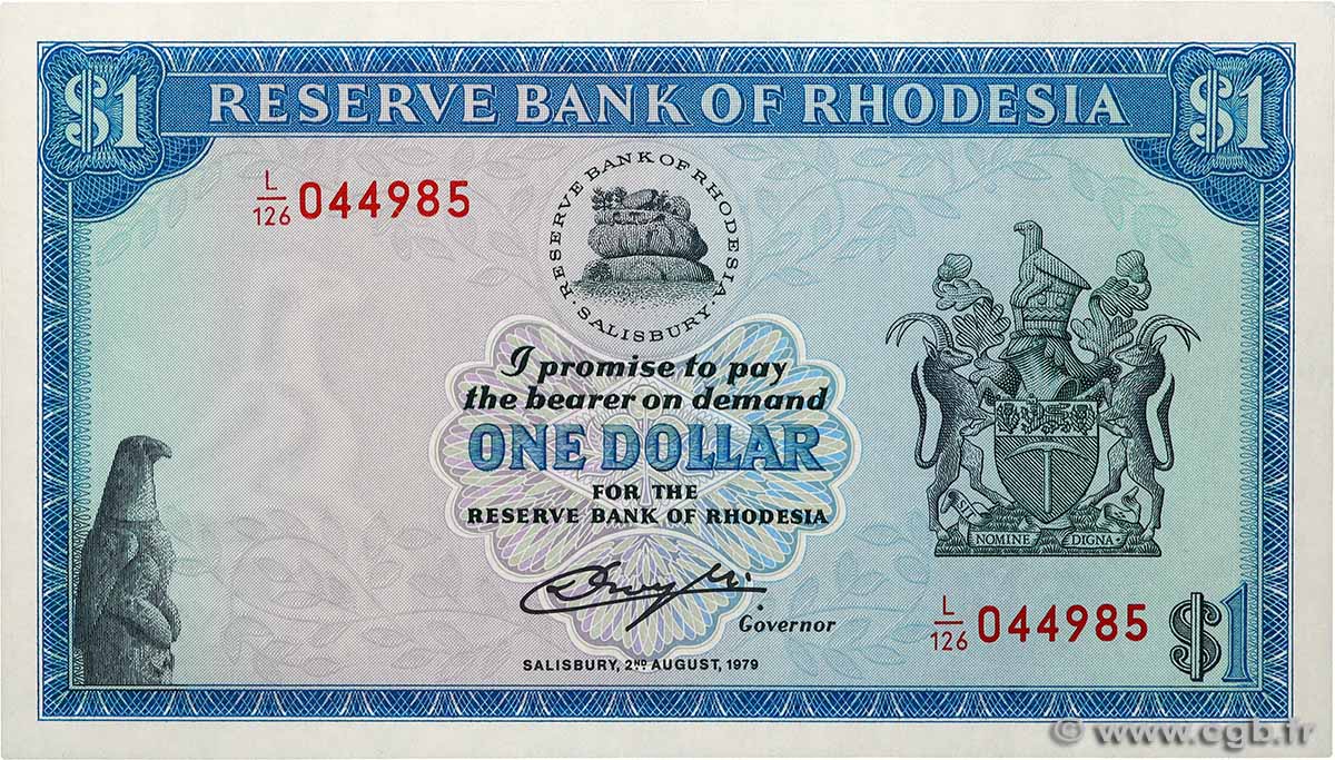 1 Dollar RHODÉSIE  1979 P.38a NEUF