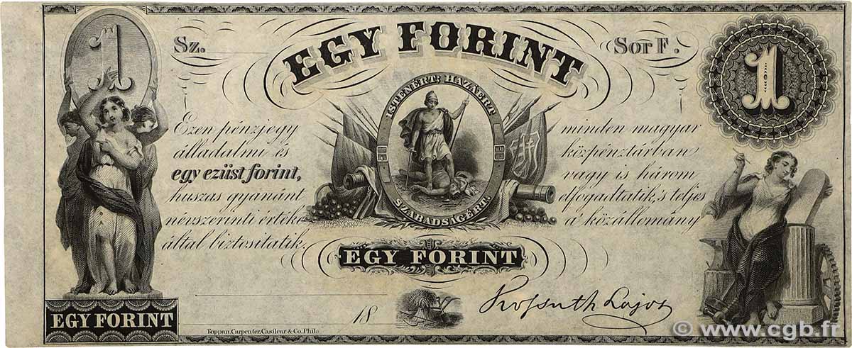 1 Forint Non émis HUNGRíA  1852 PS.141r1 SC+