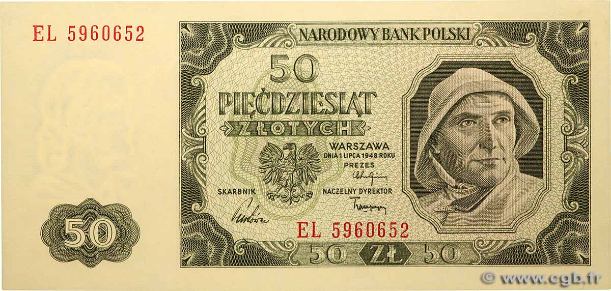 50 Zlotych POLEN  1948 P.138 fST+
