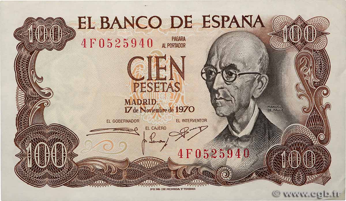 100 Pesetas SPANIEN  1970 P.152a VZ
